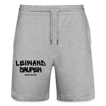 Leiwand saufen - Stanley/Stella Trainer Unisex Organic Jogging Shorts - heather grey - Front - Nik (191cm) & Marisol (170cm)
