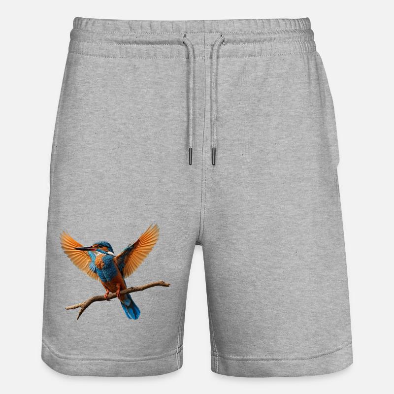 Lebhafter Eisvogel im Flug - Stanley/Stella Unisex Bio Joggingshorts Trainer - Grau meliert