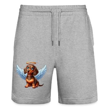 Cute Dachshund Angel with Wings Cartoon Dog - Stanley/Stella Trainer Unisex Organic Jogging Shorts - heather grey - Front - Nik (191cm) & Marisol (170cm)