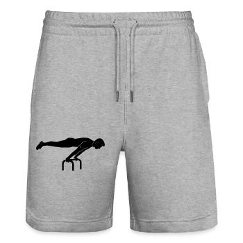 Lineare Abstraktion in kontrastierendem Schwarz - Stanley/Stella Unisex Bio Joggingshorts Trainer  - Grau meliert - Vorne - Nik (191cm) & Marisol (170cm)