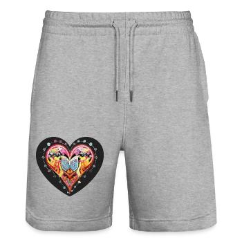 Herz_2 - Short de jogging bio TRAINER Stanley/Stella unisexe - gris chiné - Devant - Nik (191cm) & Marisol (170cm)