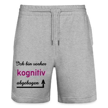 kognitiv Spruch Kommunikation zwischenmenschlich - Stanley/Stella Unisex Bio Joggingshorts Trainer  - Grau meliert - Vorne - Nik (191cm) & Marisol (170cm)