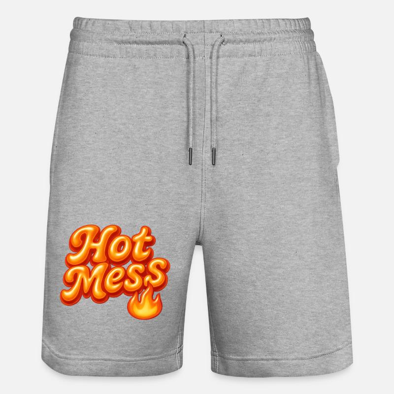 hot mess / y2k statement design - Stanley/Stella Unisex Bio Joggingshorts Trainer  - Grau meliert