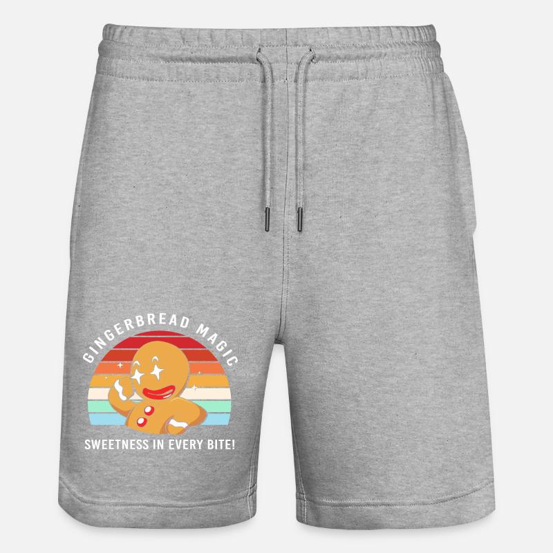 Lebkuchen Weihnachten Ninja Lebkuchenmann - Stanley/Stella Unisex Bio Joggingshorts Trainer  - Grau meliert