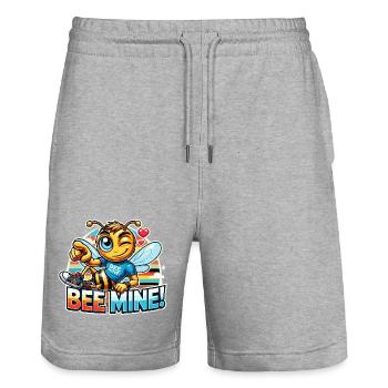 Bee Mine für Männer - Stanley/Stella Unisex Bio Joggingshorts Trainer  - Grau meliert - Vorne - Nik (191cm) & Marisol (170cm)