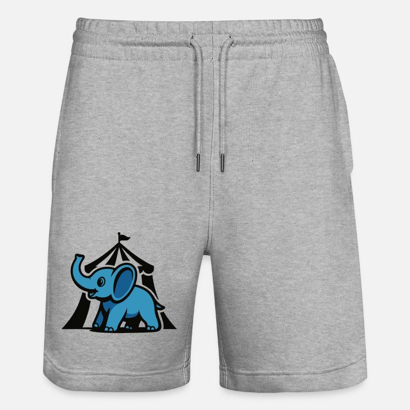 Blue Circus Elephant - Stanley/Stella Trainer Unisex Organic Jogging Shorts - heather grey