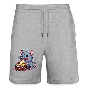 Cute Mouse Rat Lasagna Italian Food - Stanley/Stella Trainer Unisex Organic Jogging Shorts - heather grey - Front - Nik (191cm) & Marisol (170cm)