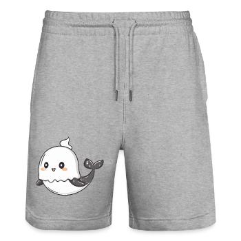 Wal Halloween Geist - Stanley/Stella Unisex Bio Joggingshorts Trainer  - Grau meliert - Vorne - Nik (191cm) & Marisol (170cm)