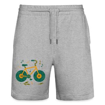 Melodic Vintage Bicycle Doodle - Stanley/Stella Trainer Unisex Organic Jogging Shorts - heather grey - Front - Nik (191cm) & Marisol (170cm)