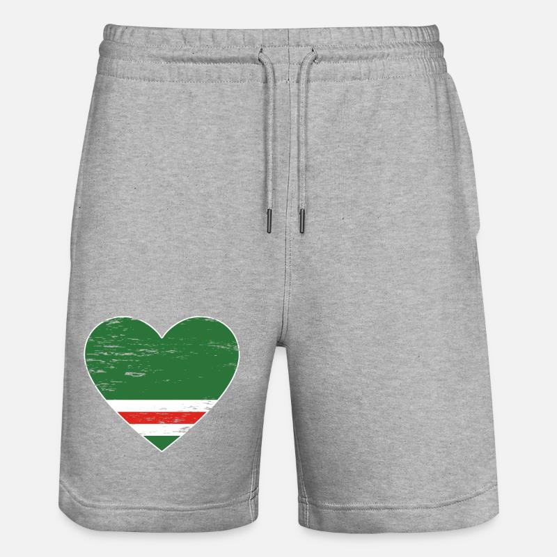 Drapeau de la Tchétchénie coeur utilisé - Short de jogging bio TRAINER Stanley/Stella unisexe - gris chiné