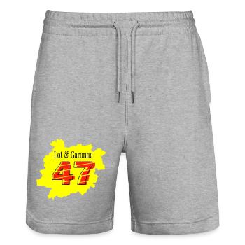 Map Lot et Garonne 47 - Stanley/Stella Trainer Unisex Organic Jogging Shorts - heather grey - Front - Nik (191cm) & Marisol (170cm)
