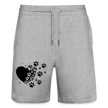 Pfotenabdruck Trail auf Schwarz - Stanley/Stella Unisex Bio Joggingshorts Trainer  - Grau meliert - Vorne - Nik (191cm) & Marisol (170cm)