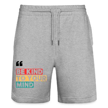 BE KIND TO YOUR MIND - Short de jogging bio TRAINER Stanley/Stella unisexe - gris chiné - Devant - Nik (191cm) & Marisol (170cm)