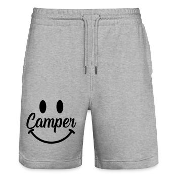 Camper Smile - Stanley/Stella Trainer Unisex Organic Jogging Shorts - heather grey - Front - Nik (191cm) & Marisol (170cm)