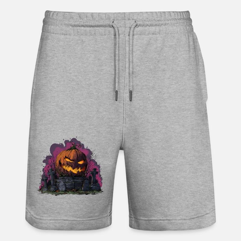 Cimetière de citrouilles d’Halloween effrayant - Short de jogging bio TRAINER Stanley/Stella unisexe - gris chiné