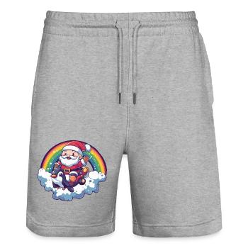 Pinguin Weihnachtsmann Weihnachten - Stanley/Stella Unisex Bio Joggingshorts Trainer  - Grau meliert - Vorne - Nik (191cm) & Marisol (170cm)