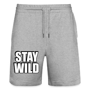 BLEIB WILD - Stanley/Stella Unisex Bio Joggingshorts Trainer  - Grau meliert - Vorne - Nik (191cm) & Marisol (170cm)