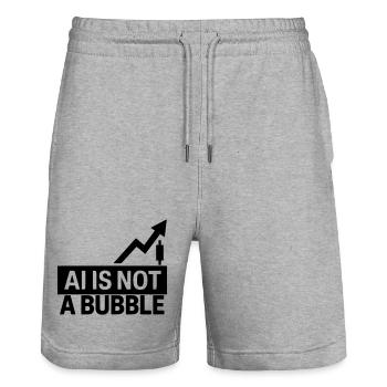 AI Is Not a Bubble - Stanley/Stella Trainer Unisex Organic Jogging Shorts - heather grey - Front - Nik (191cm) & Marisol (170cm)