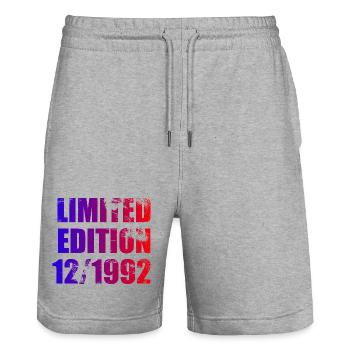 33e anniversaire Edition limitée 12/1992 - Short de jogging bio TRAINER Stanley/Stella unisexe - gris chiné - Devant - Nik (191cm) & Marisol (170cm)
