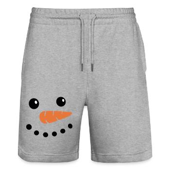 Visage de bonhomme de neige - Short de jogging bio TRAINER Stanley/Stella unisexe - gris chiné - Devant - Nik (191cm) & Marisol (170cm)