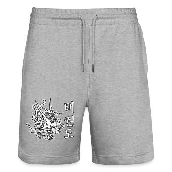 Taekwondo Drache – asiatisches Kampfsport-Design - Stanley/Stella Unisex Bio Joggingshorts Trainer  - Grau meliert - Vorne - Nik (191cm) & Marisol (170cm)