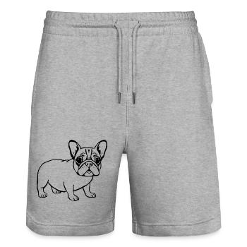 Cadeau de Noël du bouledogue français - Short de jogging bio TRAINER Stanley/Stella unisexe - gris chiné - Devant - Nik (191cm) & Marisol (170cm)