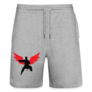 Aikido – Kampfsport – Aikido - Stanley/Stella Unisex Bio Joggingshorts Trainer  - Grau meliert - Vorne - Nik (191cm) & Marisol (170cm)