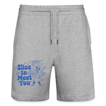 Artiste pizza Slice to Meet You - Short de jogging bio TRAINER Stanley/Stella unisexe - gris chiné - Devant - Nik (191cm) & Marisol (170cm)