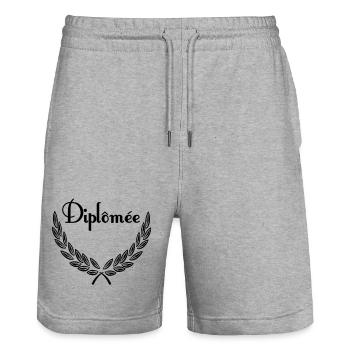 Diplômée – Couronne de Laurier - Stanley/Stella Trainer Unisex Organic Jogging Shorts - heather grey - Front - Nik (191cm) & Marisol (170cm)