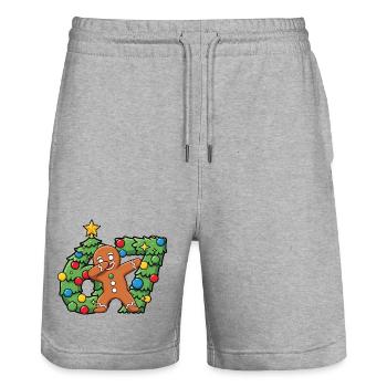 67 Meme Gingerbread Dance on Christmas Wreath - Stanley/Stella Trainer Unisex Organic Jogging Shorts - heather grey - Front - Nik (191cm) & Marisol (170cm)