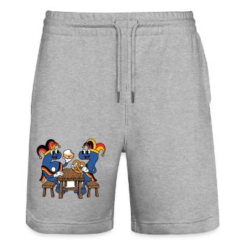 67 Six Seven Costume Carnaval Football Italie Mème - Short de jogging bio TRAINER Stanley/Stella unisexe - gris chiné - Devant - Nik (191cm) & Marisol (170cm)
