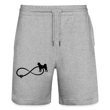 Cœur du Signe Infini d’Akita - Short de jogging bio TRAINER Stanley/Stella unisexe - gris chiné - Devant - Nik (191cm) & Marisol (170cm)
