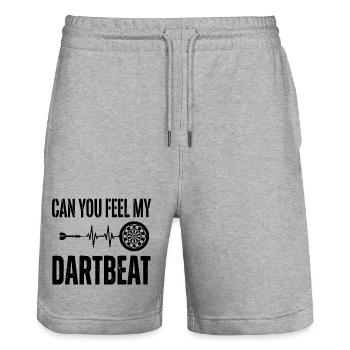 Darts Heartbeat "Dartbeat" mug, shirt, socks - Stanley/Stella Trainer Unisex Organic Jogging Shorts - heather grey - Front - Nik (191cm) & Marisol (170cm)