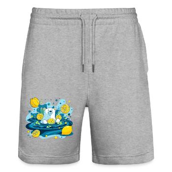 Zitronenbär im Wassersprudel - Stanley/Stella Unisex Bio Joggingshorts Trainer  - Grau meliert - Vorne - Nik (191cm) & Marisol (170cm)