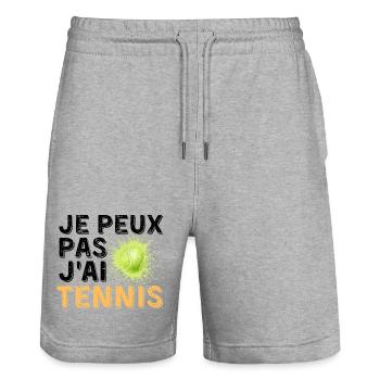 Graphic Original I Can't I Tennis - Stanley/Stella Unisex Bio Joggingshorts Trainer  - Grau meliert - Vorne - Nik (191cm) & Marisol (170cm)