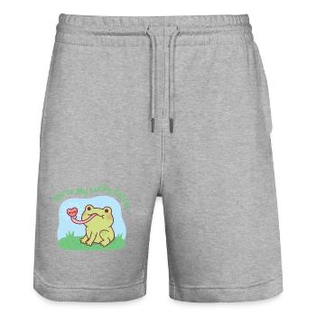 Cute Frog Catches Heart You Are My Lucky Catch - Stanley/Stella Trainer Unisex Organic Jogging Shorts - heather grey - Front - Nik (191cm) & Marisol (170cm)