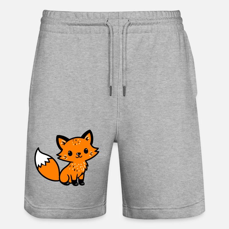 Fuchs Niedlich Comic - Stanley/Stella Unisex Bio Joggingshorts Trainer  - Grau meliert