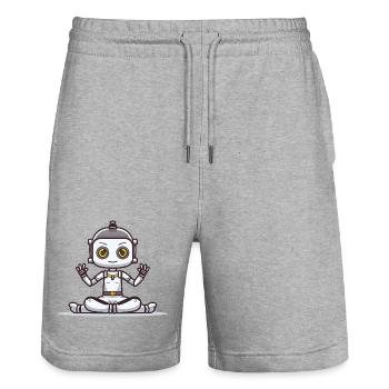 Kleiner Roboter im Lotussitz - Stanley/Stella Unisex Bio Joggingshorts Trainer  - Grau meliert - Vorne - Nik (191cm) & Marisol (170cm)
