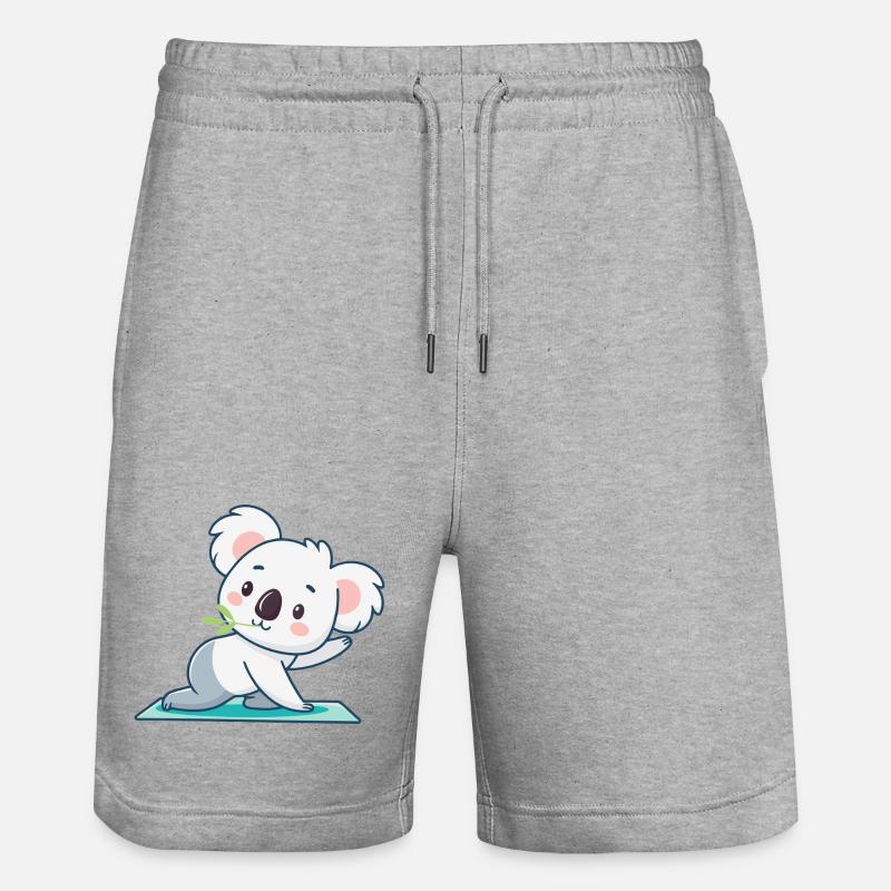 Koala kawaii sur tapis vert - Short de jogging bio TRAINER Stanley/Stella unisexe - gris chiné