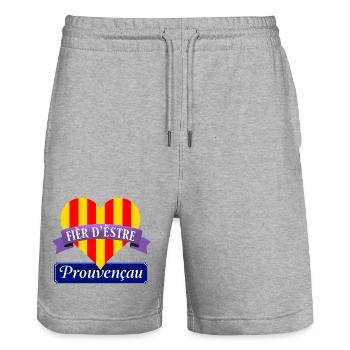 provence_fier - Short de jogging bio TRAINER Stanley/Stella unisexe - gris chiné - Devant - Nik (191cm) & Marisol (170cm)