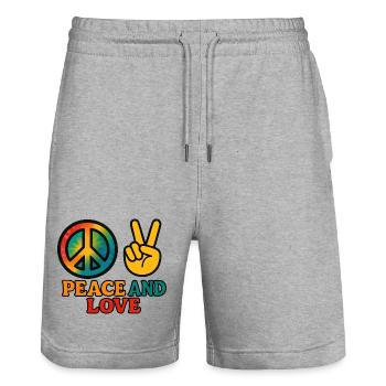Peace and Love Tie Dye Symbol - Short de jogging bio TRAINER Stanley/Stella unisexe - gris chiné - Devant - Nik (191cm) & Marisol (170cm)