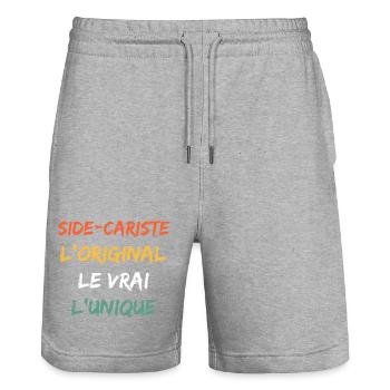 Humour alcool: l’ami qui n’est jamais venu - Short de jogging bio TRAINER Stanley/Stella unisexe - gris chiné - Devant - Nik (191cm) & Marisol (170cm)