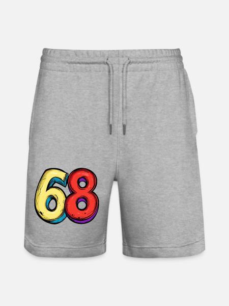 68 Zahl Bunt - Stanley/Stella Unisex Bio Joggingshorts Trainer - Grau meliert