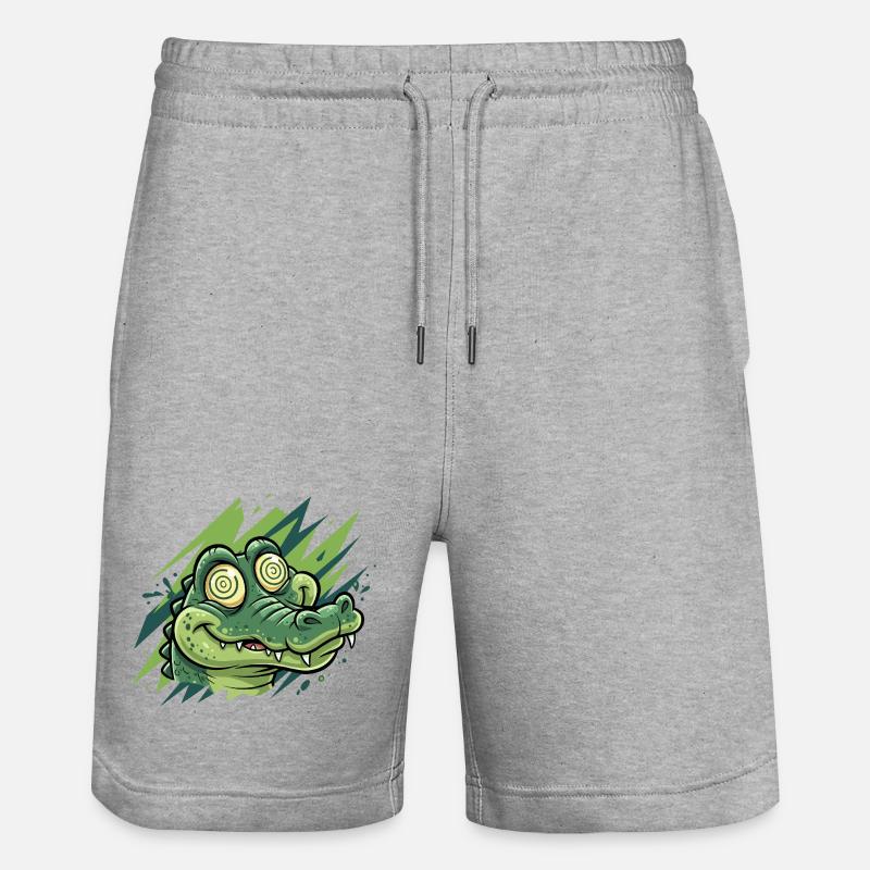 Tirage de dessins animés Crocodile Groove - Short de jogging bio TRAINER Stanley/Stella unisexe - gris chiné