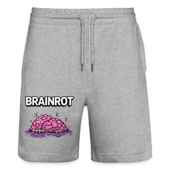 Cerveau de Zombie Cerveau - Short de jogging bio TRAINER Stanley/Stella unisexe - gris chiné - Devant - Nik (191cm) & Marisol (170cm)