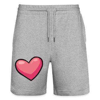Rosa Herz-Illusion - Stanley/Stella Unisex Bio Joggingshorts Trainer  - Grau meliert - Vorne - Nik (191cm) & Marisol (170cm)