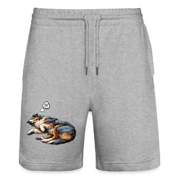 Australian Shepherd Aussie Aussiebesitzer Aussies - Stanley/Stella Unisex Bio Joggingshorts Trainer  - Grau meliert - Vorne - Nik (191cm) & Marisol (170cm)