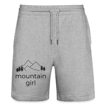 Mountain Girl - Design with Mountain - Stanley/Stella Trainer Unisex Organic Jogging Shorts - heather grey - Front - Nik (191cm) & Marisol (170cm)