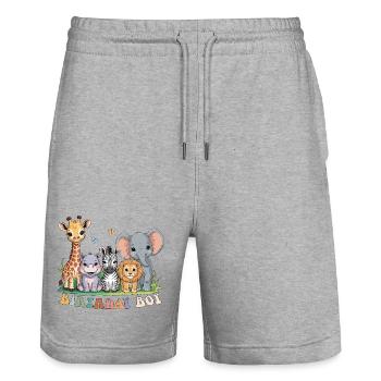 Geburtstagskinder Tiere Zooparty Dschungelzoo Geburtstag - Stanley/Stella Unisex Bio Joggingshorts Trainer  - Grau meliert - Vorne - Nik (191cm) & Marisol (170cm)