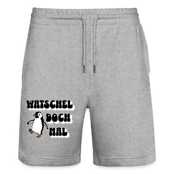 Watschel doch mal - Stanley/Stella Unisex Bio Joggingshorts Trainer  - Grau meliert - Vorne - Nik (191cm) & Marisol (170cm)